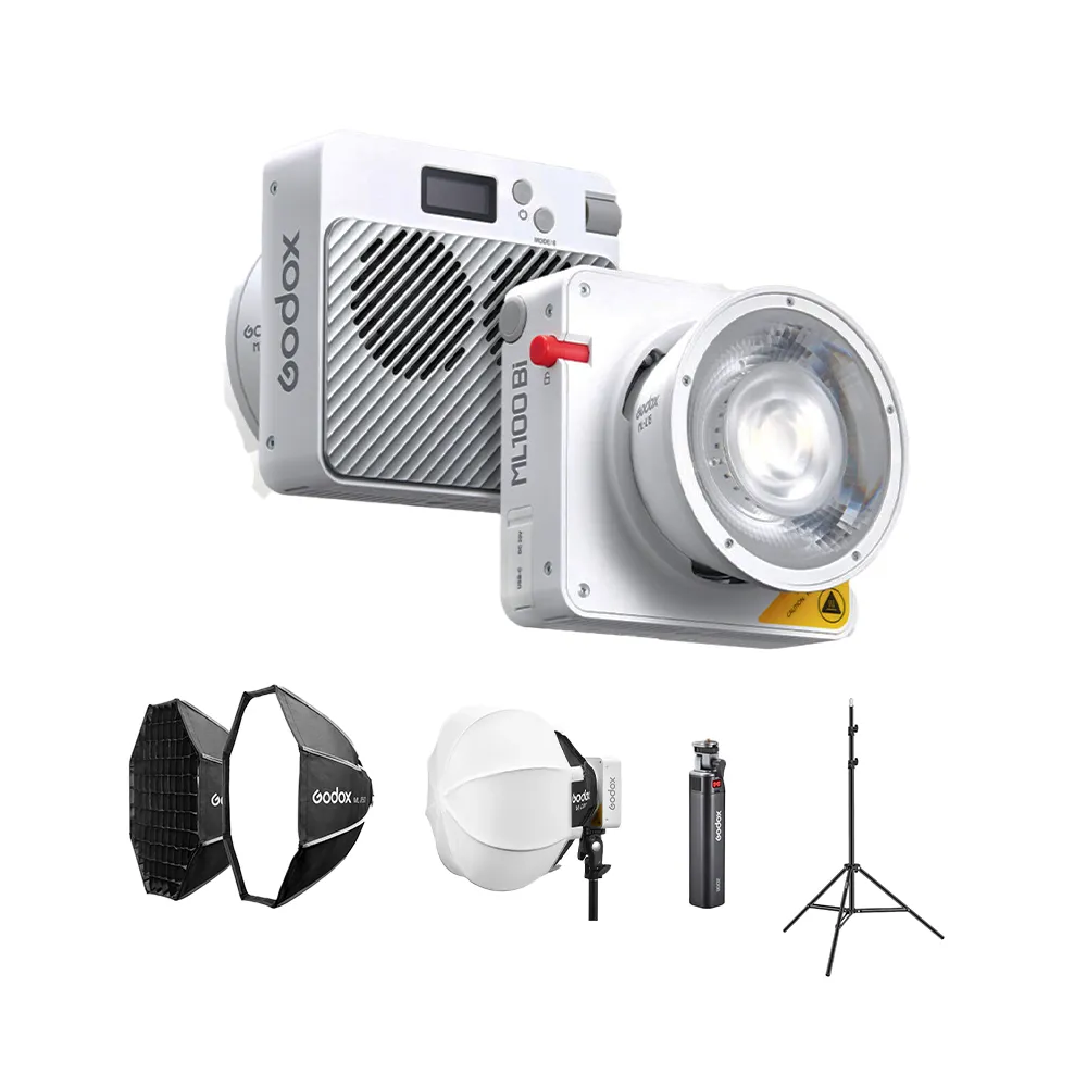Kit Godox ML100 + Poignée Batterie + Sofbox + Grille + Lanterne + Trépied